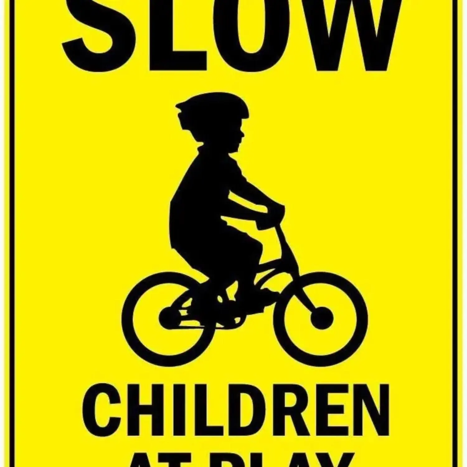 Warning Sign Slow Children At Play With Bicycle Symbol Road Sign Business Sign 8X12 Inches Aluminum Metal Tin Sign