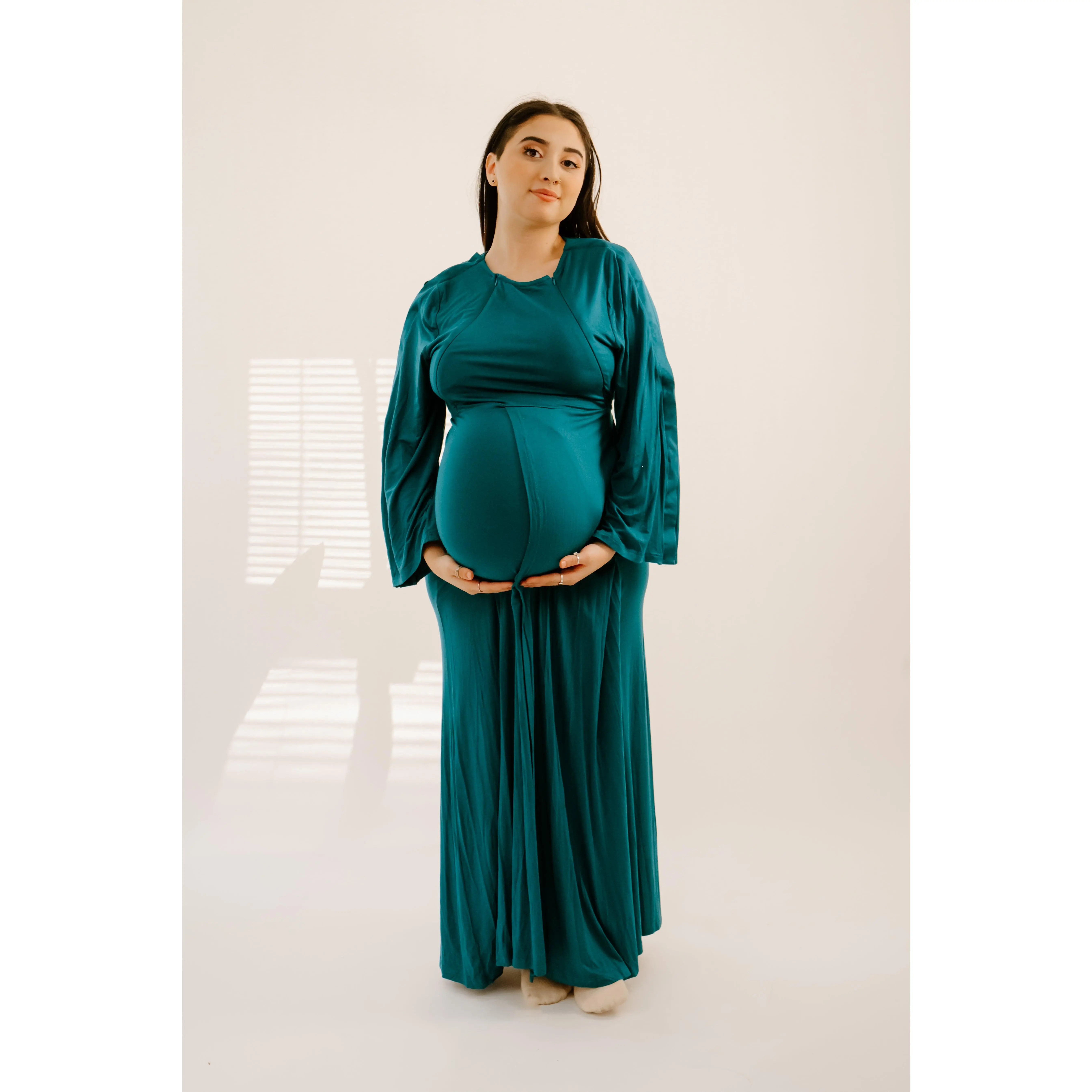 Nadia Labor & Postpartum Gown in Deep Teal