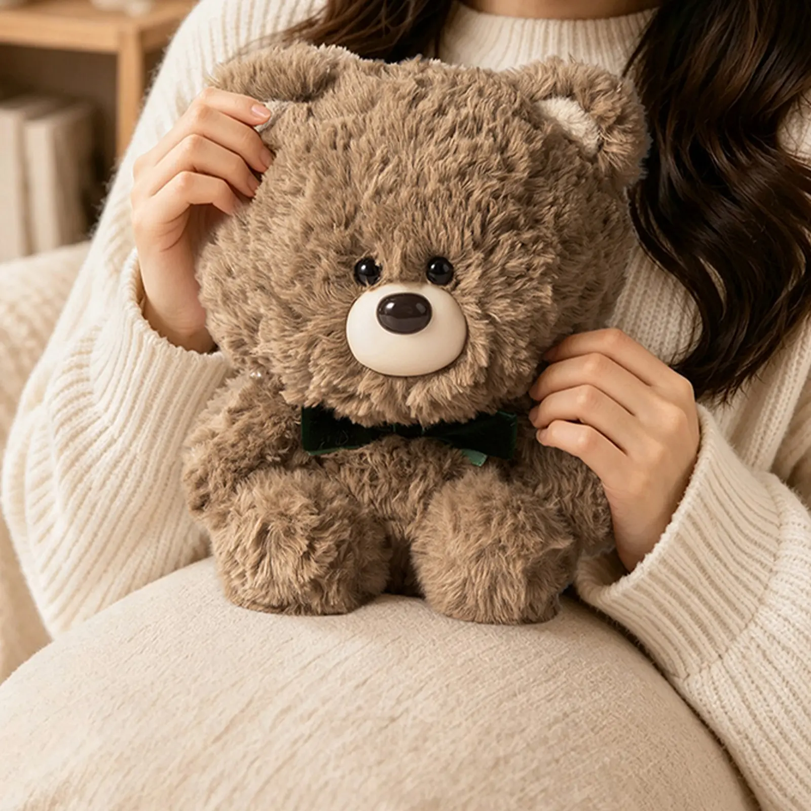 MINISO Graduation Gift Bear Plush Toy, Dressed Stuffed Bear, Grad Cap Gown Bear & Green Bow Tie Bear, Cute Fluffy Plushie Graduation Gift for Students Bedroom Decor