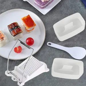 1 Set Spam Musubi Maker Kit - Plastic Sushi Rice Onigiri Mold with Slicer and Press, Egg Cutter for Luncheon Meat, Hot Dog, Cheese, Strawberry - Bento Lunch Box Accessories