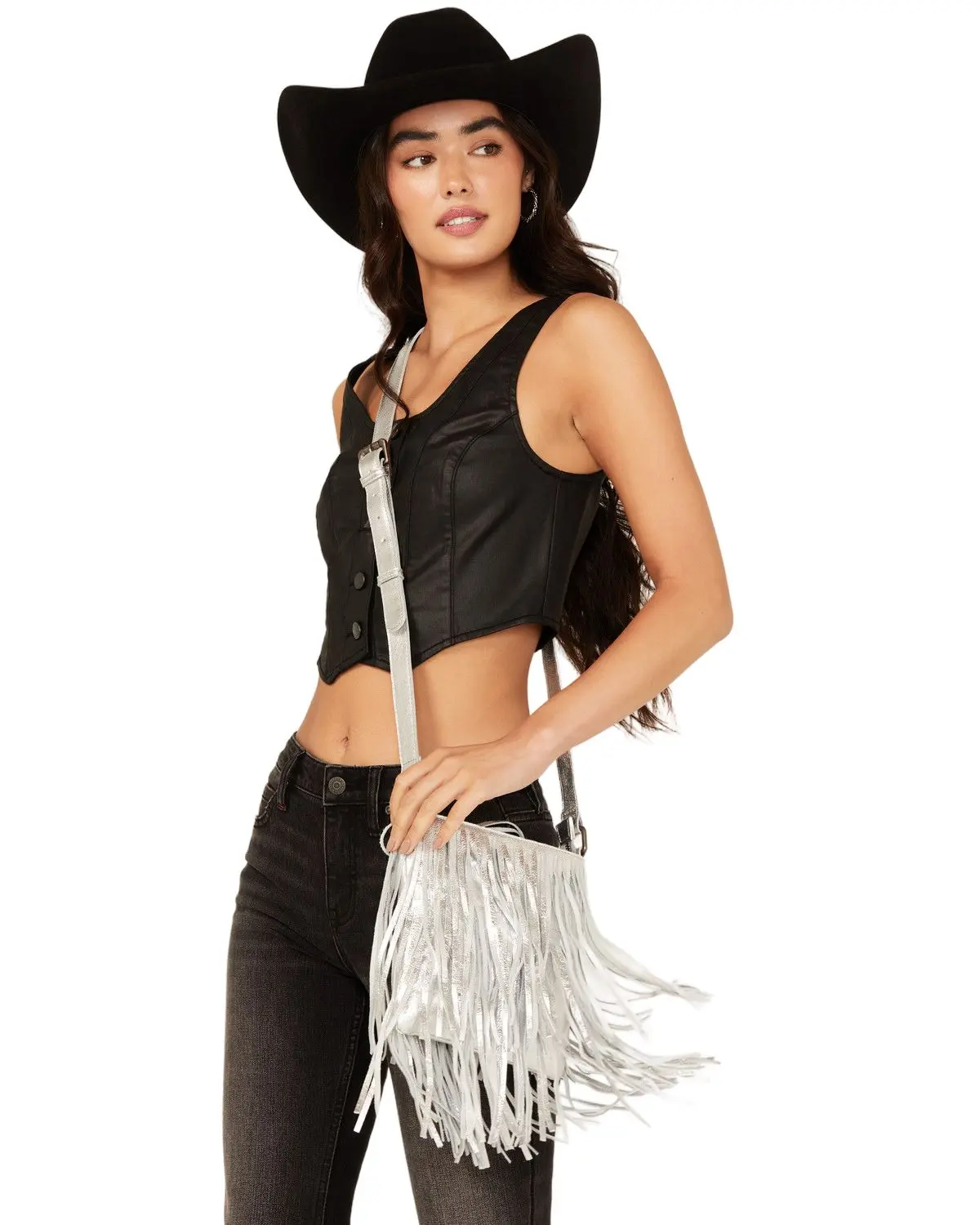 Idyllwind Women's Women'S Camarillo Metallic Fringe Suede Crossbody Bag - Iwaho24hb9-Slvr