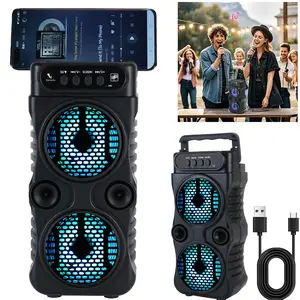 Dual 3" Bluetooth Rechargeable Party Speaker With LED Light Portable Wireless Speaker Indoor Outdoor
