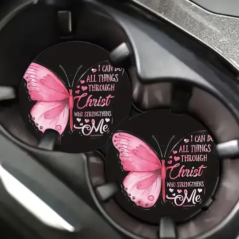 Floral Pattern Car Coaster, Waterproof Car Round Cup Mat, Universal Car Cup Pad, Car Interior Decoration Accessories, Girly Car Accessories, Automotive Decorative Accessories, Automotive Decoration