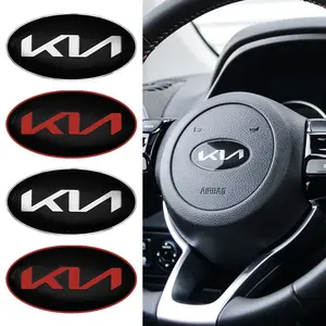 1PCS Car Steering Wheel Center Emblem Cover Sticker Decoration Accessories For KIA EV6 Sorento Niro Stinger Ceed Carnival K5 K9 Soul Carens VQ Caden