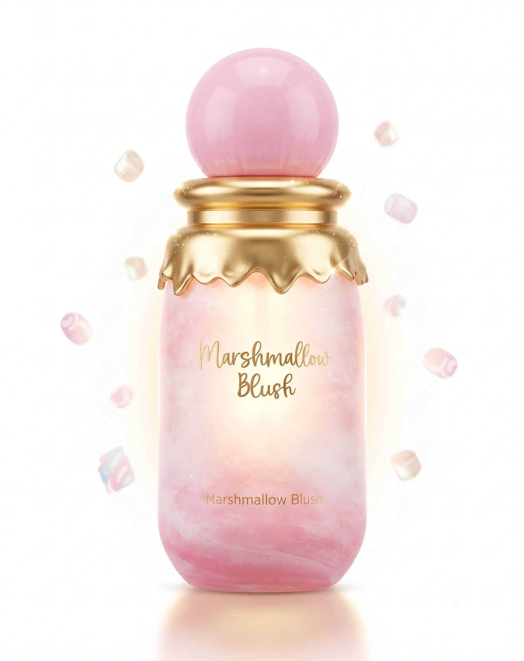 Marshmallow Blush Type Perfume 100ml - Sweet Vanilla Gourmand Fragrance, Cute Pink Bottle, Long Lasting Girly Scent for Women 3.4oz