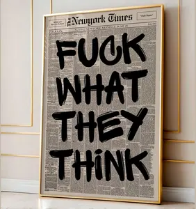 Retro Fuck What They Think Newspaper Poster, Motivation Poster, Aesthetic Typography Wall Art, Wall Decor, Powerful Quote Art Print (No Frame)