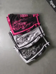 Men's Shorts Set, Elastic Waist, High Stretch, Mid Waist, Dragon Print Pattern, Sporty Casual Activewear, Side Slit, Ideal for Daily Wear, Gift for Partner