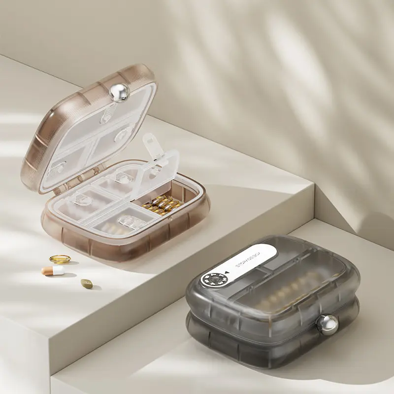 Portable small pill box for daily medication, sealed and moisture-proof, suitable for carrying with you, transparent pill box for use seven days a week, Vitamin Organizer