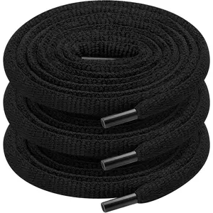 3 Pair Oval Shoe Laces, Half Round 1/4" Shoelaces for Athletic Running Sneakers Shoes Boot Strings