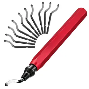 Deburring tool, equipped with high-speed steel rotary deburring device - heavy-duty red reamer, suitable for metal PVC、 Copper, resin, plastic, and 3D printed edge - pipe smoothing tool with grip, compatible with electric drills