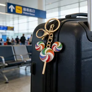 1PC Windmill Rainbow Lollipop Full Rhinestone Keychain, Keychain Charm, Enamel Water Diamond Bag Pendant, Car Keychain Gift for Women, Dual Use for Bags/ Car Keys, Perfect for Gifting, Birthday Gift, Sparkling Keychain
