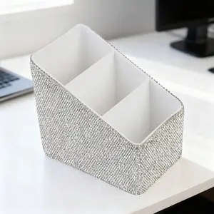 Bling Desk Organizer For Women, Rhinestone Pen Makeup Brush Holder, Girly Desk Accessories Organizer For Office Classroom Elevate Your Workspace With Serenity box