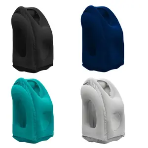 PVC Material Inflatable Travel Neck Pillow, Portable Chin Support for Airplane, Office Nap Rest, Camping & Hiking Sleeping Gear