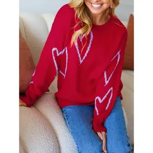 PlusSizeHeartPatternSweater,CasualLongSleeveCrewNeckJumperforDailyOutdoorWear,WomenPlusClothingforAllSeasons