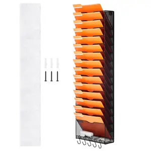 VEVOR File Wall Rack, One-Piece 16 Pockets Mesh Wall File Holder, Wall Mounted Magazine Mail Paper & Document Storage Folder, Metal Wall File Organizer with Nametag Label, for Office Home & School