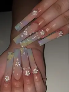 French Tip, Color Gradient Design, Press On Nails 24 Piece Set, Wear in 3 Minutes