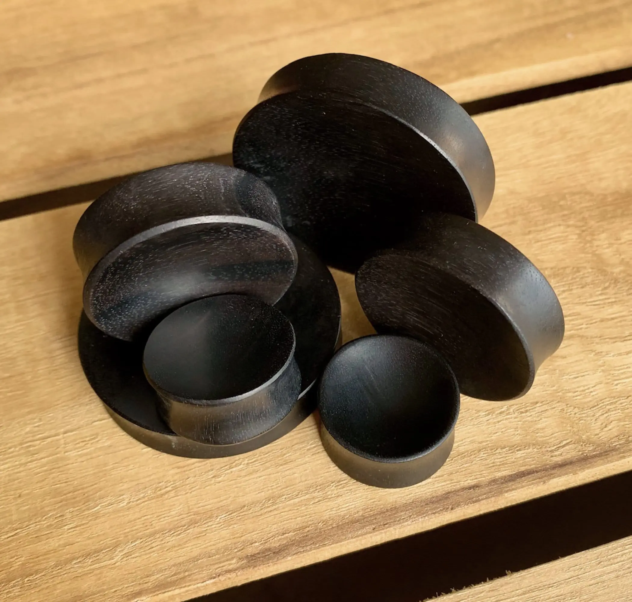 PAIR of Organic Concave Areng Wood Plugs - Gauges 1" (25mm) thru 52mm (a little over 2")