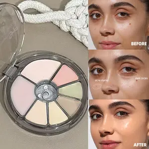 Seven-Color Concealer Palette, Under Eye Concealer, Foundation, Brighten Skin Tone, Contour & Correct, Multi-Purpose Makeup, Coverage, Smooth Application, Ideal for Dark Circles & Bags
