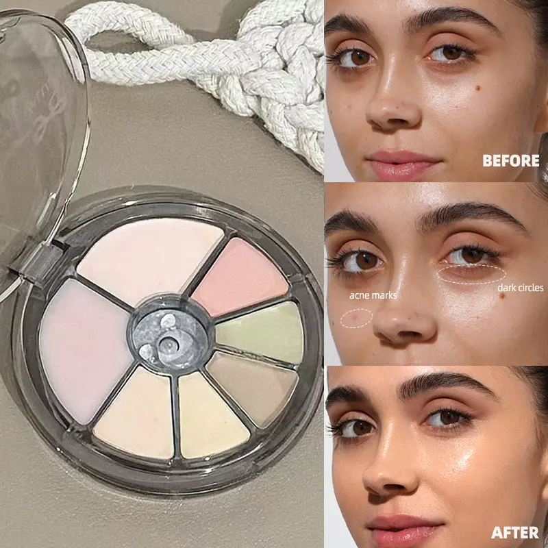 Seven-Color Concealer Palette, Under Eye Concealer, Foundation, Brighten Skin Tone, Contour & Correct, concealing and contouring, Multi-Purpose Makeup, Coverage, Smooth Application, Ideal for Dark Circles & Bags