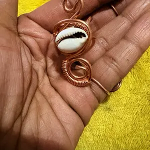 Copper wrapped Cowrie shell ring