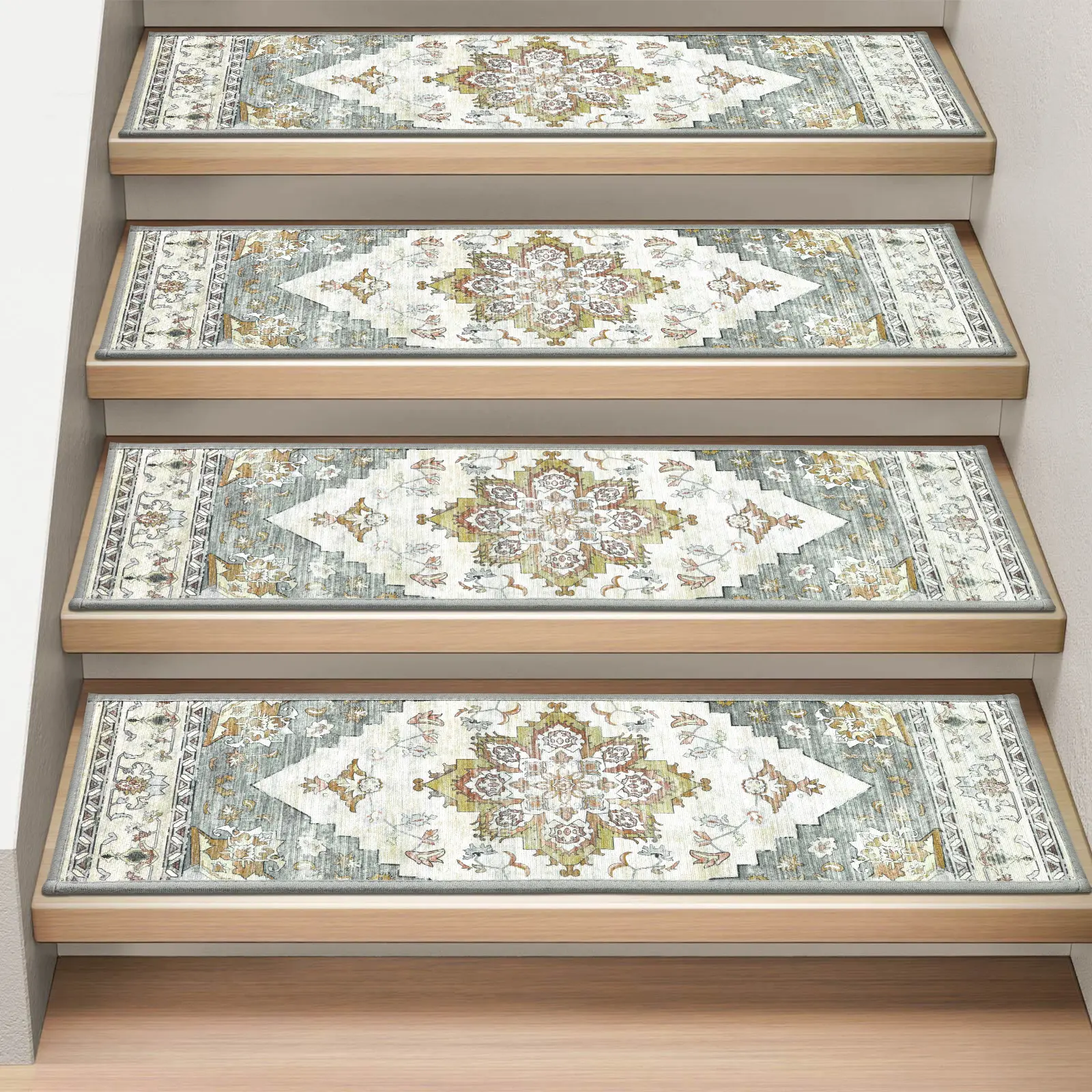 [Back to School] HEBE Self-Adhesive Carpet Stair Runner for Wooden Steps, 8"x30" Indoor Peel-and-Stick Non-Slip Stair Treads, Sturdy, Reusable, Easy to Install, Cleanable, Unique Style, Ideal for House Decor, Room Decor