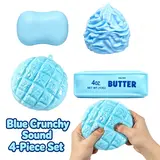 4-Piece ASMR Crunchy Sound Stress Relief Toys Set, Soft Stretchy Realistic Novelty Shapes (Soap, Cream, Butter, Pineapple Bun), Cute Desktop Ornaments, Trendy Selfie Photo Props