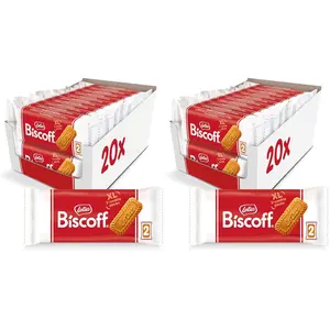 Lotus Biscoff Cookies Caramelized Biscuit Cookie Snack Dispenser Box 20 Sleeves of 2 Extra Large Cookies Vegan 0.9 Ounce Pack of 40