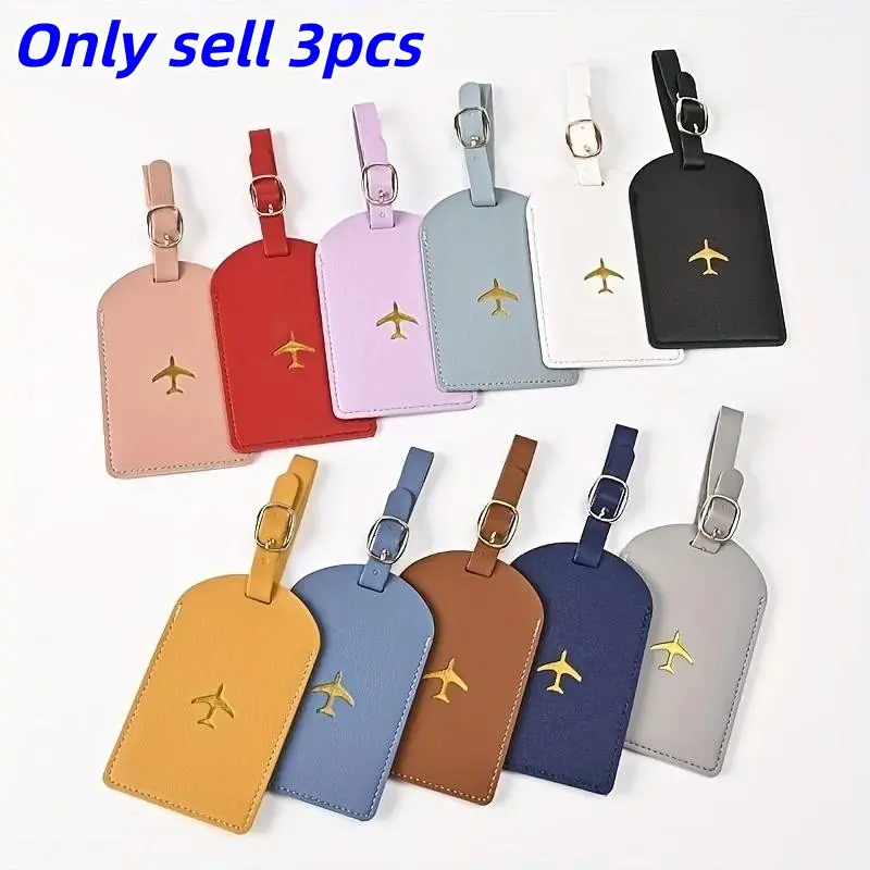 Fashionable Traveler Luggage Tag, 3 Counts/set PU Leather Luggage Tag, Privacy Protection Travel Bag Tag, Travel Accessories, Attach