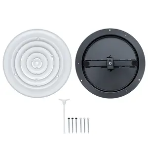 Handua Steel Round Air Supply Diffuser for Ceiling | Steel Butterfly Damper&Handle Key Included | Round Diffuser Vent Cover | White