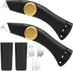 Heavy Duty Roofing & Utility Knife, 2 Pcs Roofing Utility Tools, Vinyl Knife Metal Roofing Tools with Portable Storage Sheath, Replacement Blades