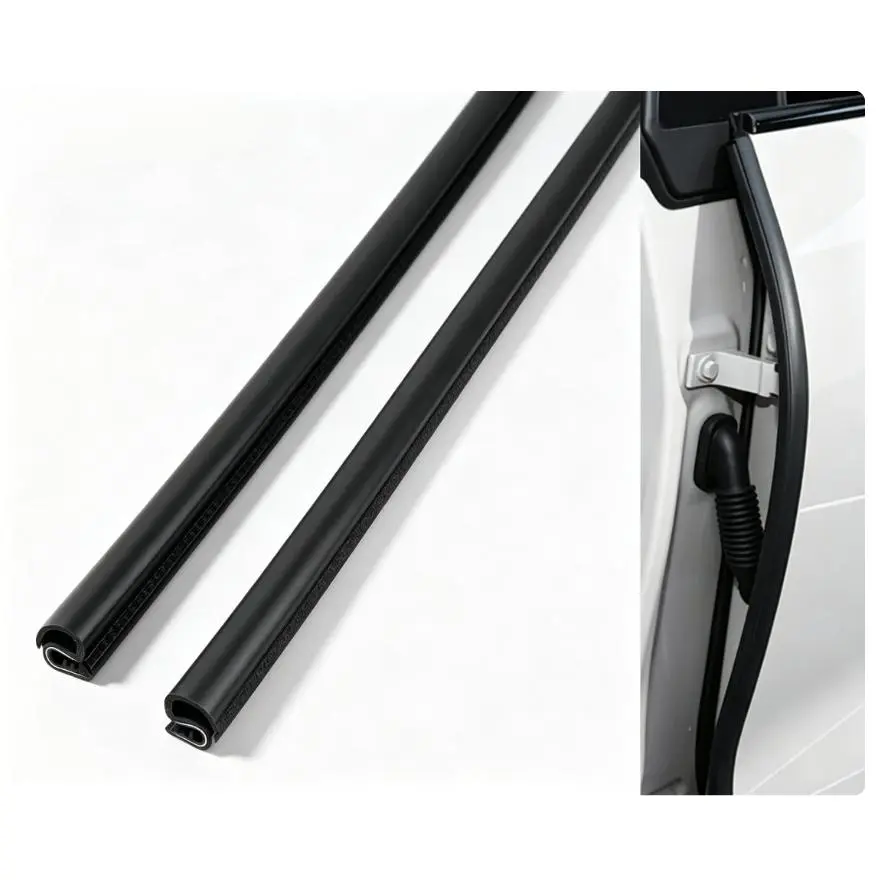 2PCS Push-in Car Door Seal Strip (2.62Ft) - Thickened Rubber Edge Trim with U-Shaped Metal Clips, Auto Vehicle Car Accessories for Noise Reduction & Weather Protection, Vehicle Accessories, Accessories For Car
