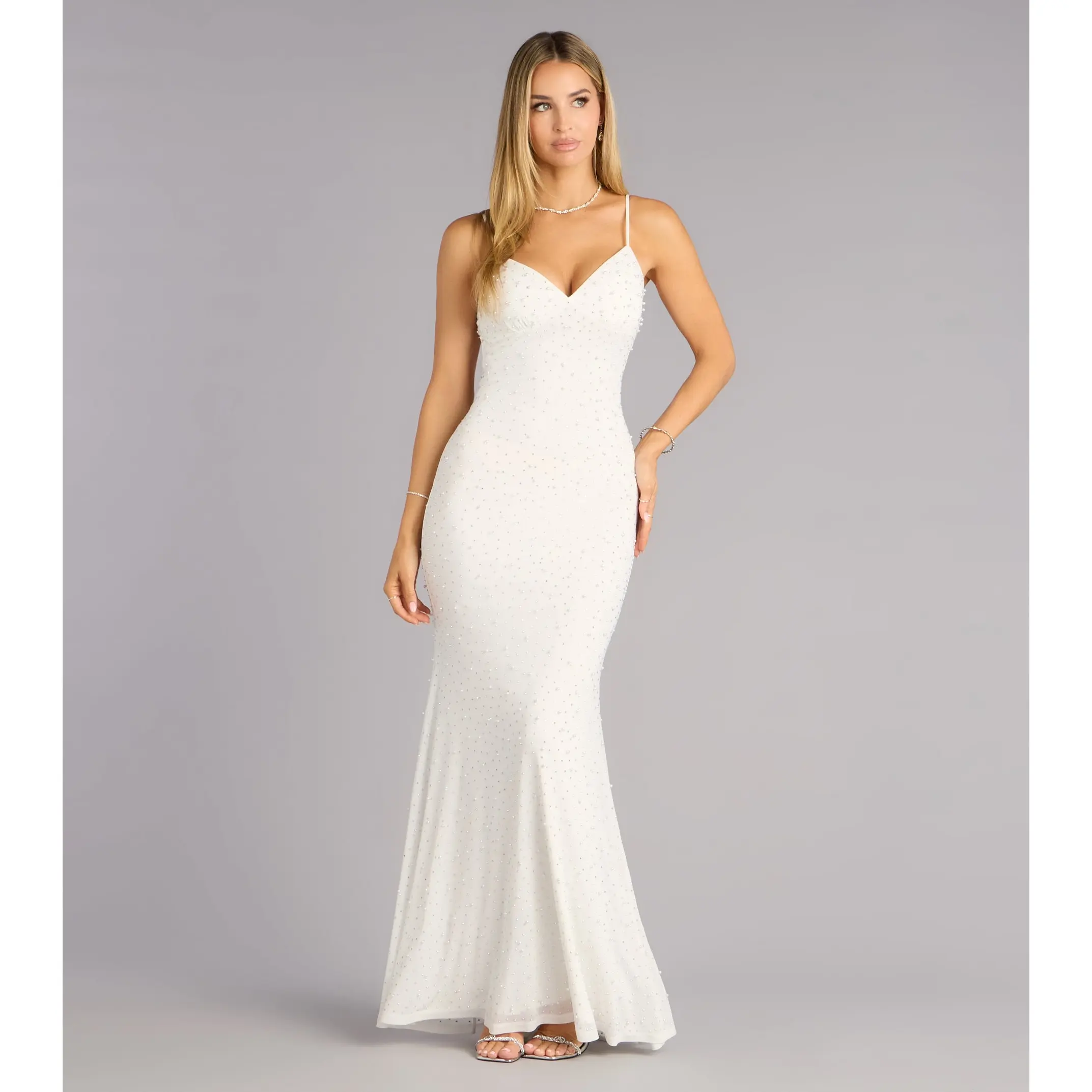 Anisa Pearl Rhinestone Mermaid Formal Dress