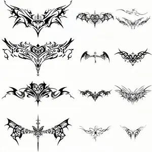 12 sheets, oversized Tribal pattern to cover scars temporary tattoo stickers, women's fake tattoos, magic tattoos, waterproof and long-lasting 7-15 days, suitable for cesarean section moms stickers