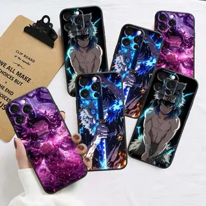 Demon Slayer Art Phone Case, Cool Popular Shockproof TPU Soft Silicone Casing, Protector Accessories for Apple iPhone 17, 16, 15, 14, 13, 12, 11, Air, Pro, Max, Plus (Black)