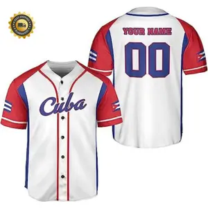Personalized Cuba Baseball Jersey Shirt, Cuba Flag Jersey