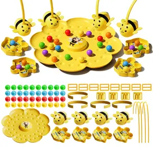 Interactive Bee Honey Collecting Family Game, Multiplayer Magnetic Ball Catching Toy for Fun Gatherings, Educational Tabletop Activity