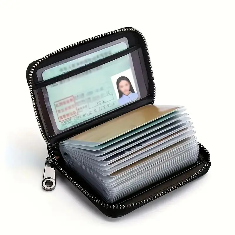 Ultra-thin RFID Blocking Faux Leather Wallet, Multi-card Slots Zipper Closure Card Organizer, Durable PU Material Card Holder, Credit Card Holder, Rfid Cards Holder