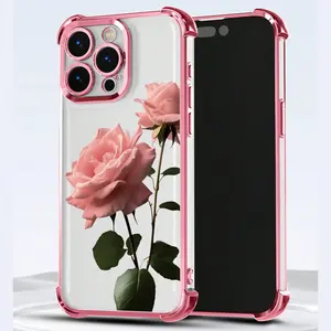 Rose Pattern Phone Case, Anti-drop Cellphone Protective Case, Total Protective Shockproof Protection Mobile Phone Cover for iPhone 16 Pro Max 16 Pro 16 13 Pro Max 12 Pro Max