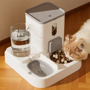 2-in-1 Cat Feeding Bowl with Large Capacity - Automatic Pet Food & Water Dispenser, Wet & Dry Separation Design
