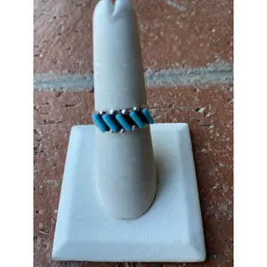 Zuni Sterling Silver & Turquoise 5 Stone Needlepoint Ring we