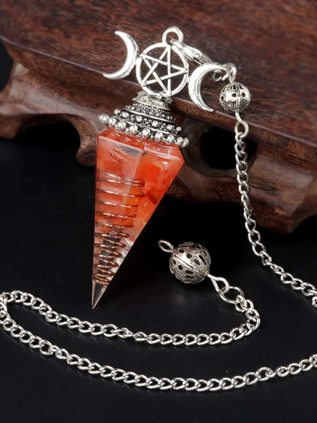 Mystical Three-Phase Moon Multicolor Resin Crystal Gemstone Hexagonal Pendulum, Intuitively Chosen Aurora Crystals, Unique Energy Healing Tool, Decorative Ornaments