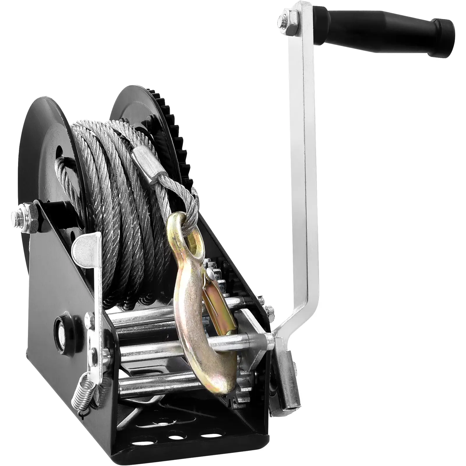 【summerfinds】VEVOR Hand Winch, 3500 lbs Pulling Capacity, Boat Trailer Winch Heavy Duty Rope Crank with 33 ft Steel Wire Cable and Two-Way Ratchet, Manual Operated Hand Crank Winch for Trailer, Boat or ATV Towing