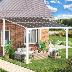 【Multiple packages arrived at different times】AECOJOY Pergola Gazebo,Wall Mounted Pergolas and Gazebos on Clearance, Outdoor Patio Lean to Gazebo Metal Awnings for Deck, Porch, Backyard and More