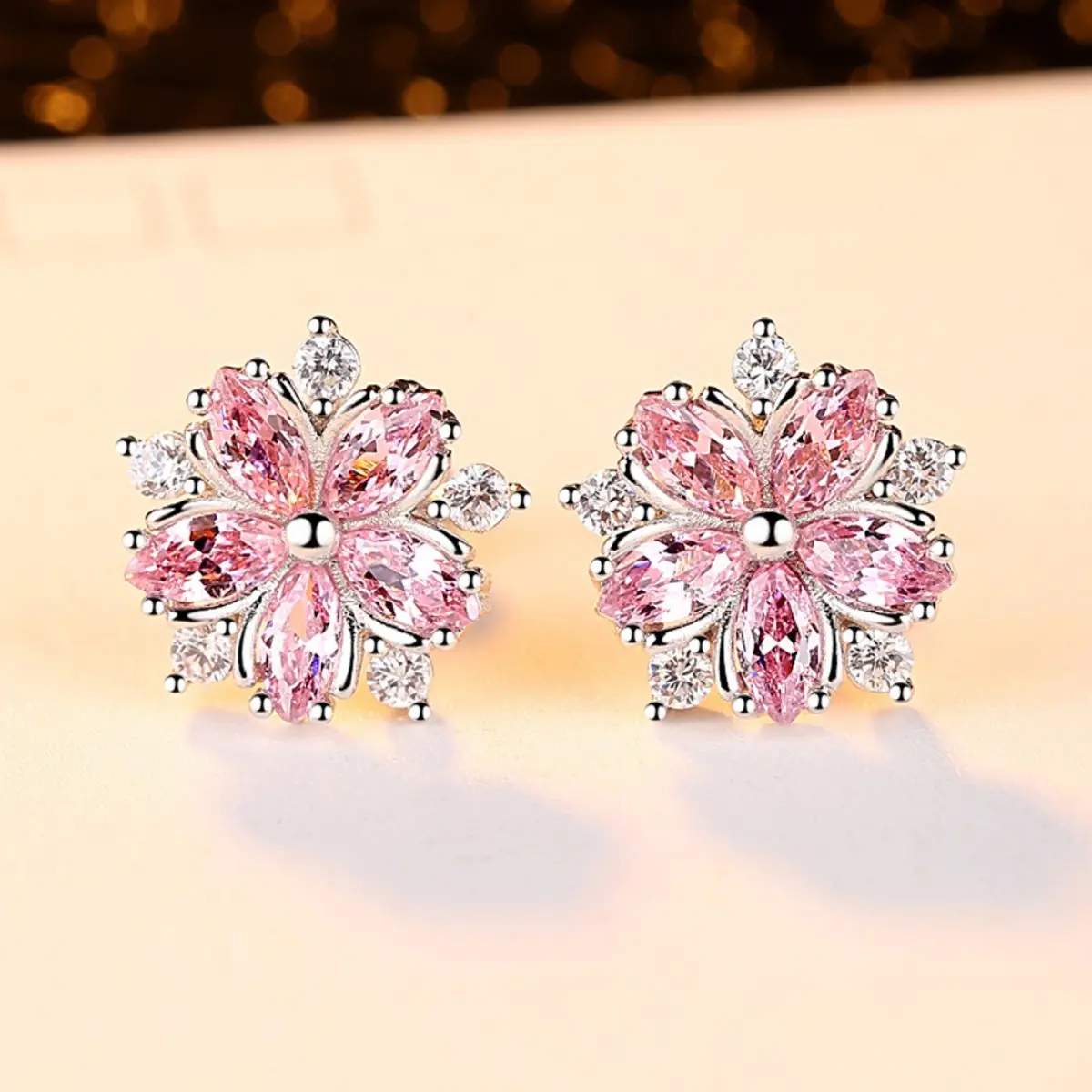 Cherry Blossom Stud Earrings for Women - Sweet Yet Elegant Costume Jewelry for Daily Wear and Birthday Gifts, Sweet Yet Elegant Look, Flower