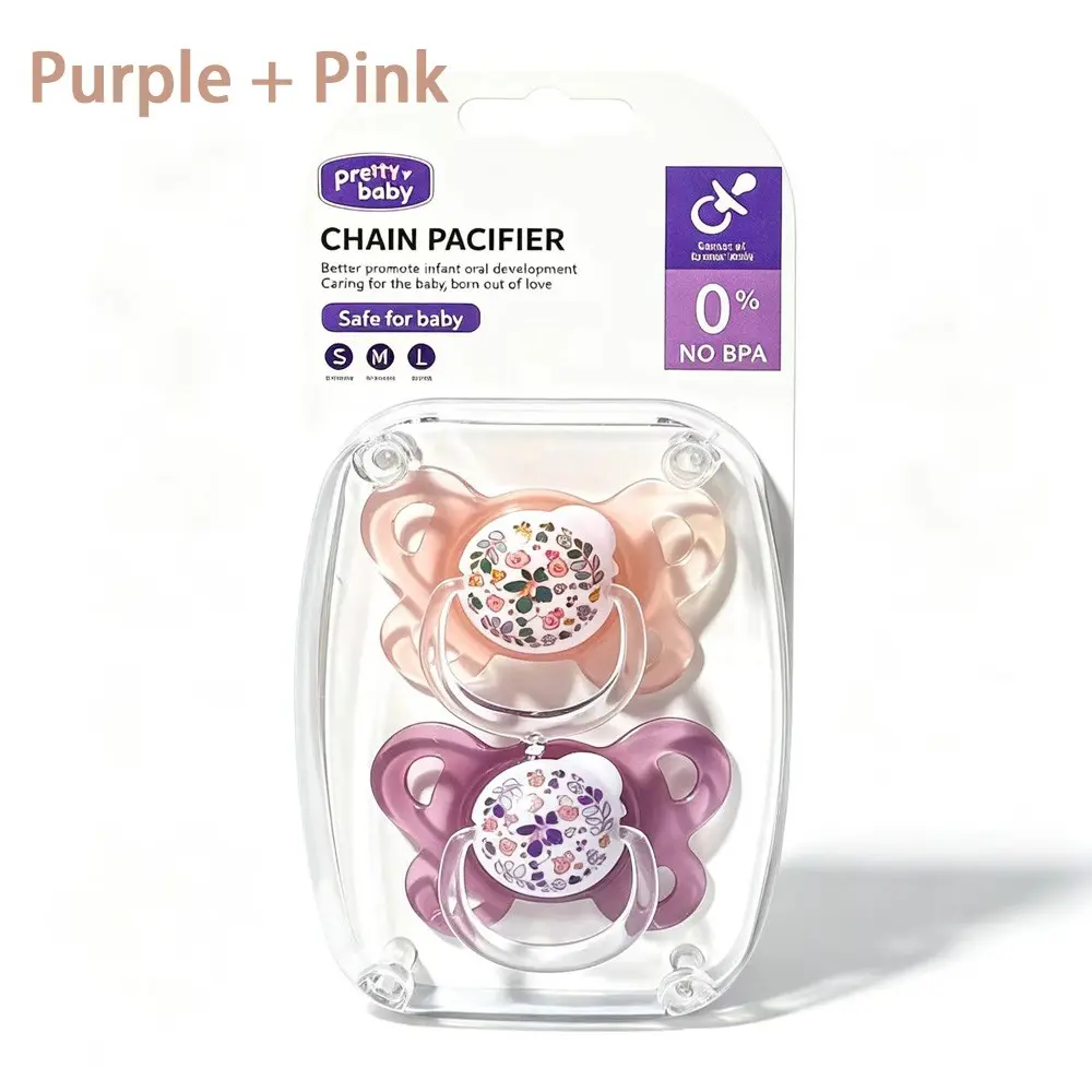 2-Pack Cute Floral Pacifier Set, Safe & Soothing for Newborns, No BPA Baby Pacifier, 0-6 Months Soft Silicone Soother, Instant Calm, Silicone Nipple