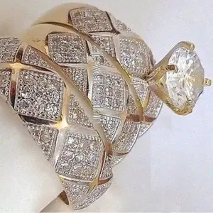 Luxury 3pcs Stacking Rings, 14K Gold Plated with Zirconia, Engagement & Wedding Rings for Women & Couples, Elegant Jewelry, Available in US Sizes 5-12