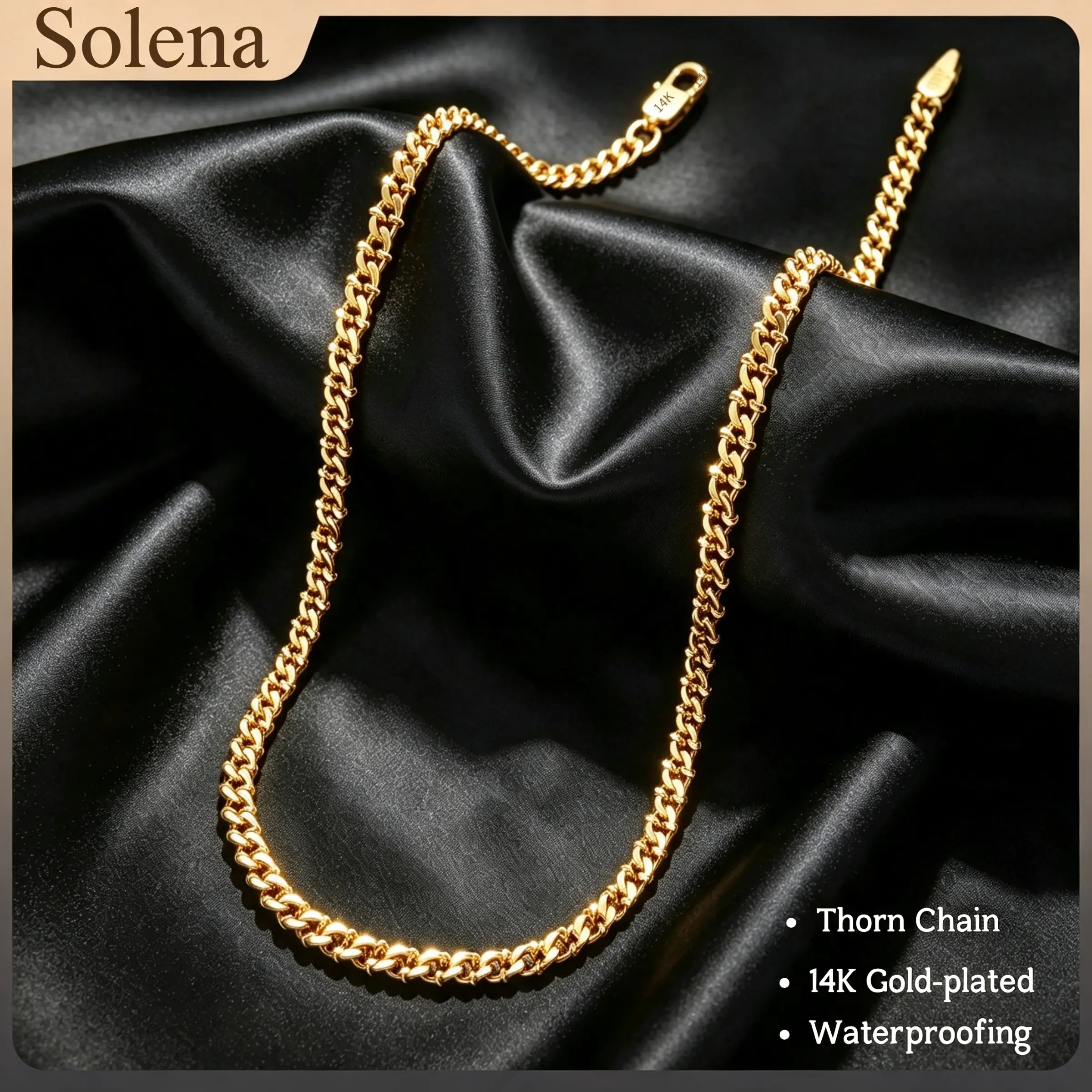 14K Gold-Plated Diamond Cut Side Cut Thorn Link Chain Necklace, Upgraded Faceted Cut Design with Nano Anti-Tarnish Coating, Waterproof Shiny Gold Chain for Men, Luxury Fashion Jewelry, Father's Day Gift 7mm 24"