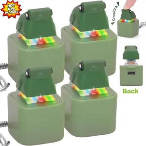 4PCS Croaking Frog Keyboard Fidget Keychain – Rechargeable LED Frog Clickers, Sensory Toys for Stress Relief and Anxiety, Suitable for Children and Adults with ADHD