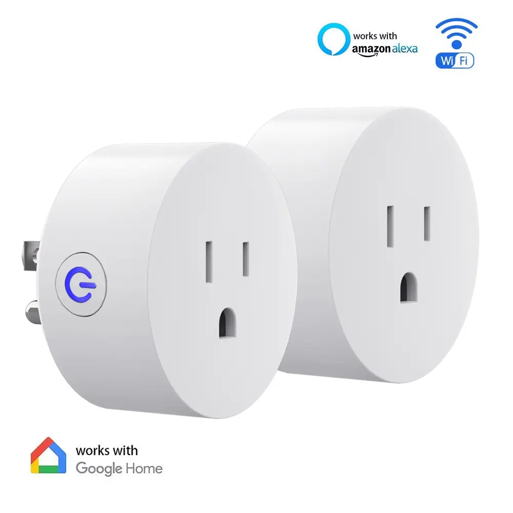 2 Pack Mini WiFi Smart Plug, Works with Alexa & Google Home, Smart Life App Remote Control Outlet with Timer Schedule & Energy Monitoring, No Hub Required, US 120V Smart Socket for Home Appliances