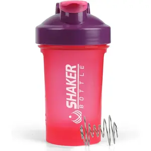 Bottle,400ml Small Protein with Mixing Ball, Portable 14oz GYM Shakes Cup for Workout,BPA free,100% Leak Proof,Dishwasher Safe(Pink)